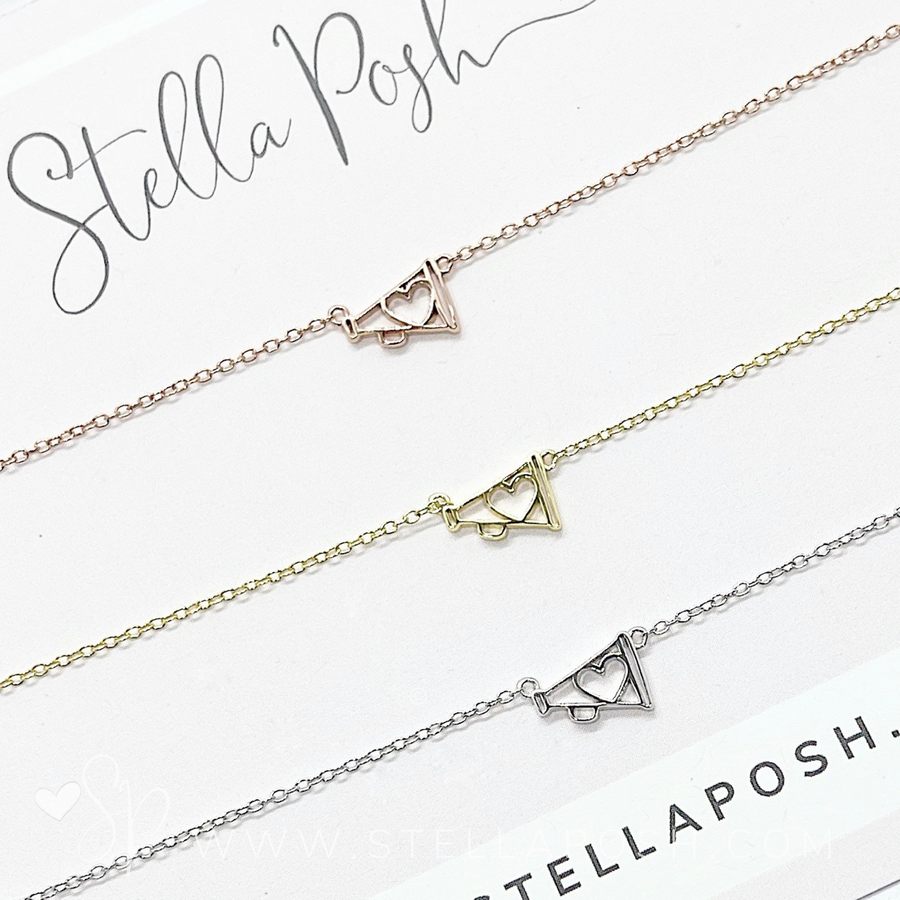 Tiny .925 Sterling Silver Cheer Necklaces in gold, silver, and rose gold.