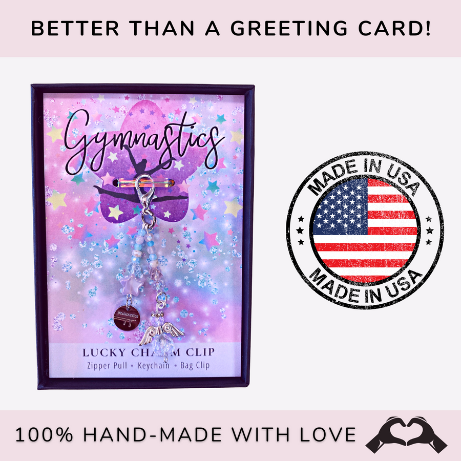 Gymnastics Charm Clip, 'Gymnastics' charm, handmade with love!