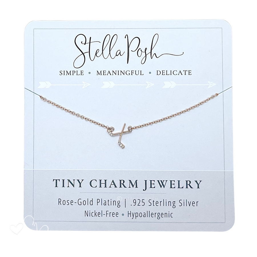 Dainty .925 silver Ice Hockey necklace with premium cubic zirconia stones in a pavé setting.