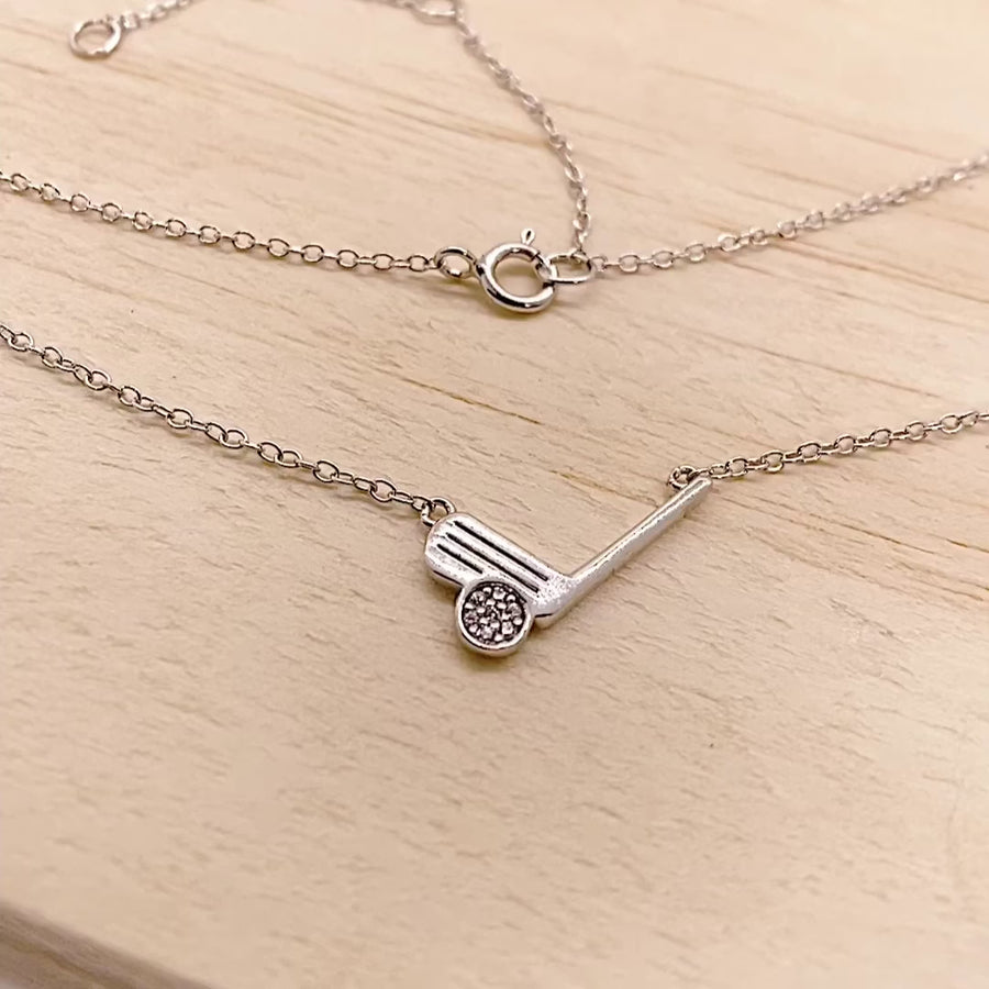 .925 silver Tiny Golf Necklace video with tiny premium cubic zirconias.